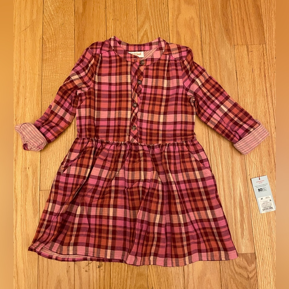Cat & Jack Pink & Red Flannel Dress in size 4T NWT